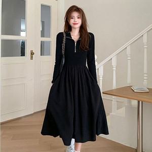 [하프클럽/셀러허브_여성트랜드패션]날씬핀 반집업 예쁜원피스 캐주얼 블랙 긴팔