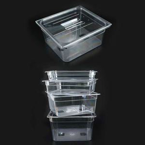높이 10cm 3분의2 투명 PC 밧드 바트 받드 뚜껑포함 사각 업소용 플라스틱 보관