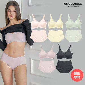 [감탄브라] [크로커다일]라이크라 쉘론 몰드부착 스트랩 감탄브라+팬티 10종세트 CDIJ021_00(S)