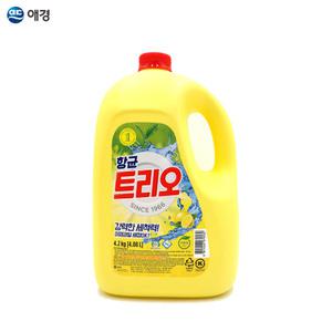 애경 향균 트리오 주방세제 4.2kg 용기 1EA 주방용세제 설거지용품 주방세정제 다용도세제 과일세척제