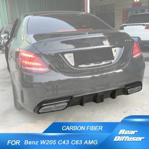 카본 리어 범퍼 배기 디퓨저 립 스포일러 벤츠 C클래스 W205 C43 AMG 세단 15-