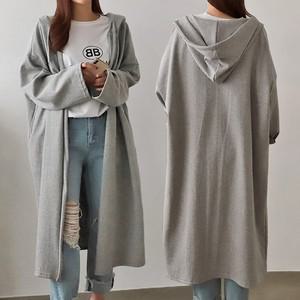 99까지 면 무지 후드 긴팔 롱 가디건 -CVC0024-