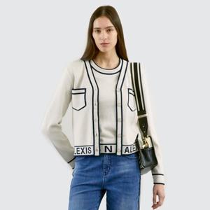 제시뉴욕 24ss 라인 배색 가디건 (ME25NSKG5070-베이지,바이올렛)