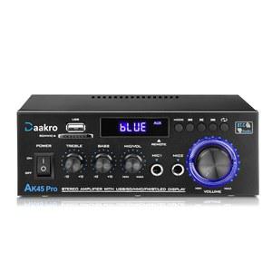 블루투스 5.0-2 채널 30W 파워 홈 시어터 스테레오 USB, SD, FM, 2 마이크 인, 스튜디오, 홈, 노래방용 오디오 앰프 리시버를 갖춘 AK45 Pro 리시버
