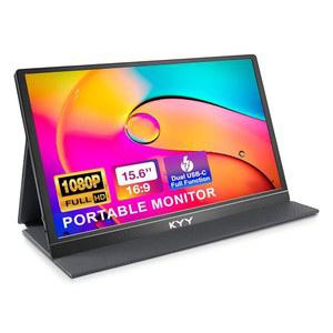 KYY 휴대용 모니터 15.6인치 1080P FHD USB C 노트북 모니터(스마트 커버 및 듀얼 스피커 포함), PC폰 MAC XBOX 호환용 PS4 스위치용 HDMI 컴퓨터 디스플레이 IPS HDR 외장 게이밍 모니터[업그레이드]