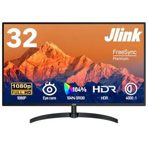 Jlink 컴퓨터 모니터 FHD 32인치 모니터, 1920x1080P 60Hz 104% sRGB 디스플레이 w /HDMI VGA 3.5mm 오디오, HDR, VA 화면 w /프리싱크, 틸트 VESA 마운트