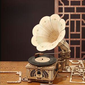 축음기 나팔 퍼즐 DIY 조립 3d 카페 빈티지 오디오 클래식 선물 레코드