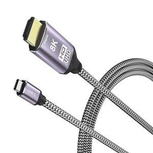 Angusplay 8K USB C to HDMI 케이블 2m6.5피트 어댑터 코드 도움 4K 120Hz 30Hz 방향 USB-C 2.1 썬더볼트 3