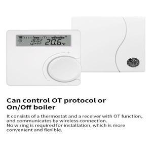 가스 보일러 용 Opentherm 무선 난방 온도 조절기 저전력 배터리 컨트롤러 벽 장착