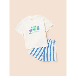 [BEANPOLE KIDS] 곰돌이 폴키 여름 잠옷 상하세트  스카이 블루 (BI5342U01Q)