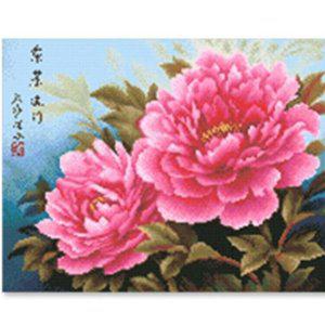 [기타]대형보석십자수 모란도 40x50 보석십자수 꽃 캔버스