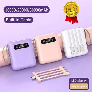 샤오미 미지아 미니 보조배터리, 30000mAh, 4 케이블 휴대폰 외부 배터리 충전기, 아이폰 삼성 화웨이