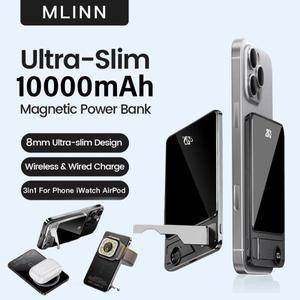 MagSafe 용 10000mAh 울트라 슬림 보조베터리, iPhone 자기 무선 20W 고속 충전 휴대용 배터리 Samsung Xia