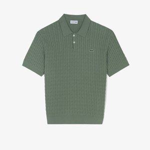 라코스테 공식브랜드관 남성 케이블 면 니트 폴로 반팔 카라 티셔츠 모음PH268E-55G BMY카키 610402