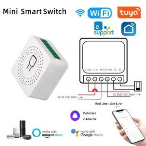 투야 스마트봇Wifi 미니 스마트 스위치 16A DIY 조명 Tuya 라이프가있는 무선 홈 EweLink Homekit Alexa Al