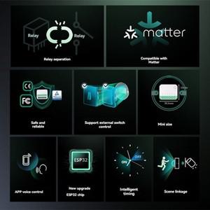 투야 스마트봇A08F-Matter Wifi 스마트 스위치 Ewelink 음성 제어용 릴레이 장면 차단기 분리 Alexa Google