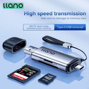 cf카드 메모리카드  LLANO 카드 리더기 Type-C USB 3.0 SD TF 마이크로 메모리 PC/전화/태블릿과 호환 가능