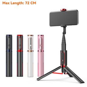 Selfie 스틱 무선 삼각대 스탠드 iPhone 휴대 전화 Tiktok 라이브 스트리밍을위한 Bluetooth 원격 확장형