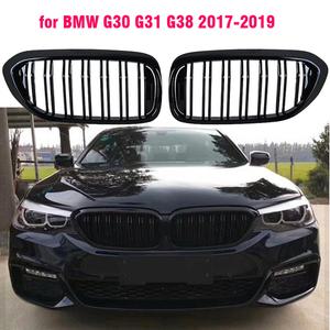 자동차 그릴망 튜닝 BMW 호환 5 시리즈 M5 G30 G31 520i 530i 540i ABS 2-Slat 광택 블랙 전면 신장 그릴