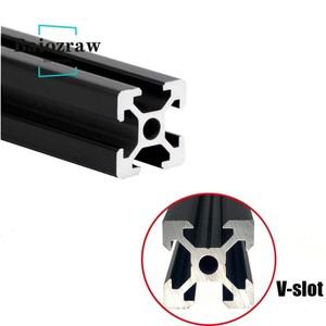 3D 프린터용 알루미늄 프로파일 압출 성형 기계, CNC 조각 슈팅 트랙 목공 DIY, 블랙 100-800mm, 2020 V 슬