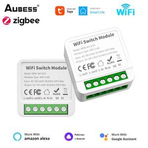 AUBESS Tuya Wifi / Zigbee 16A 미니 스마트 스위치 1/2/3/4 갱 라이프를위한 양방향 제어 Alexa 구글 Home Yandex Alice