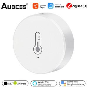 Aubess Zigbee 스마트 온도 습도 센서 배터리 전원 실내 실외 습도계 온도계 감지기 홈 보안 Alexa