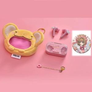 카드캡터체리Cardcaptor 사쿠라 이어폰, 귀여운 핑크 무선 블루투스 5.3 헤드폰, 지능형 소음 제거, IPX4