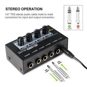 MU400 초저소음 4 채널 라인 믹서 미니 사운드 전원 공급 장치 DC12V 간편한 작동 오디오