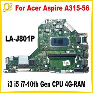 Acer Aspire A315-56 노트북 마더보드(i3 i5 i7-10th Gen CPU 4G-RAM DDR4 NBHS 포함)용 FH5LI LA-J801P 메