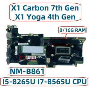 레노버 씽크패드 X1 카본 7 세대, 요가 4 노트북 마더보드, I5 8 CPU, GB, 16GB RAM, 01YU356 FX490 NM-B86