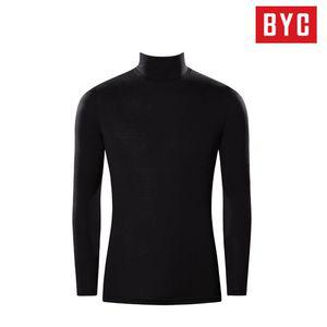 BYC 남성 보디히트 터틀넥 긴팔티 내복 상의 검정