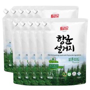 [기타]애경산업 트리오 항균 설거지 피톤치드 주방세제 리필 1.2L 10개