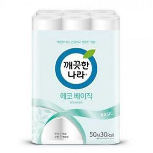 깨끗한나라 화장지 에코베이직 2겹 50m 30롤 x 1팩