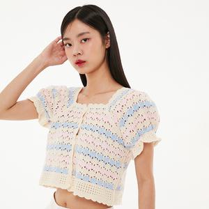 동글뜨게 배색 가디건 AP2KG546