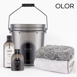 현대모비스 오로르 기본 세차용품세트/카샴푸1L+퀵디테일러500ml+워시패드+드라잉타월 중형+버킷18L