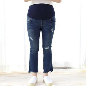 [하프클럽/다잇템]여자 진 워싱 포인트 진청 임산부 나팔 청바지
