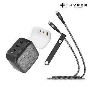 [HYPER]하이퍼주스 큐브 65W 충전기+100W케이블 세트 화이트
