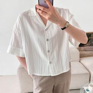 [신상오픈런]여자 카라 루즈핏 심플 캐주얼 반팔 셔츠