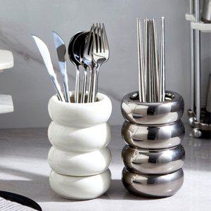 마시멜로 물빠짐 세라믹 스텐 수저통 수저케이스 인테리어 디자인