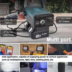 마키 타 18V 배터리용 야외 휴대용 인버터, 300W DC 18V20V 에서 110 수정 사인파 전원 어댑터, 인원 기계