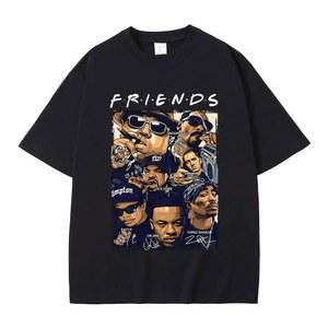 Friends 악명 높은 빅기 스누프 도그 에미넴 아이스 큐브 Eazy E Dr Dre 투팍 2 팩 티셔츠 남성 힙합 빈티지