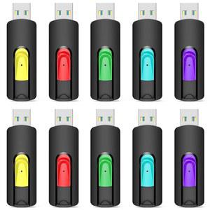 Aiive 128GB 플래시 드라이브 10팩 USB 엄지 2.0 메모리 스틱 점프 드라이브(10팩, 레드 그린 시안 옐로우 퍼플)