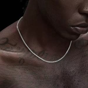 실버 컬러 스테인레스 스틸 쿠바 체인 목걸이, 남성용 힙합 목걸이, 여성용 심플 쥬얼리 목걸이, 3.5mm
