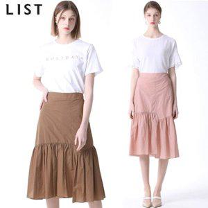 [리스트(LIST)] 슬릿 언밸런스 플레어 스커트 (택가격158000원)