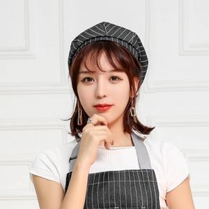 카페모자 스트라이프 주방모자(블랙) 바리스타