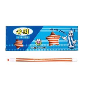 12자루) 슈퍼 채점펜 (주황 색연필 지구 낱색