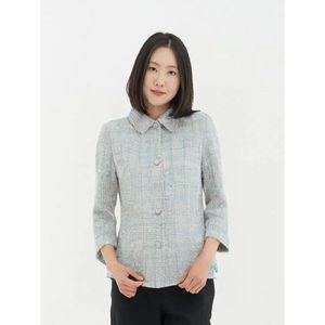 [하프클럽/크로커다일레이디]블루 스트레치 스탠카라 트위드 자켓 CLCMJK101