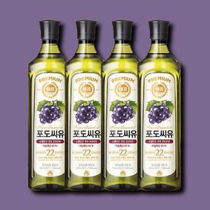 [기타] 해표 포도씨유 식용유 튀김 부침 볶음 리놀레산 900mL 4개