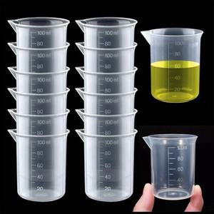 100ml 측정 컵 투명 플라스틱 규모 비커 실험실 화학 컨테이너 주전자 주방 베이킹 도구