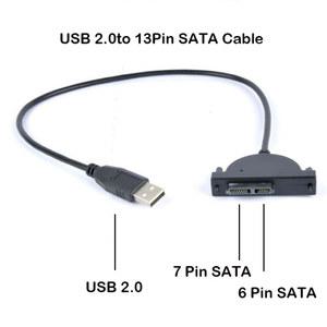 호환 변환기 슬림라인 노트북 II USB Sata 어댑터 스타일 나사 ROM용 CD/DVD 13핀 케이블 2 0-미니 드라이브 꾸준한 7